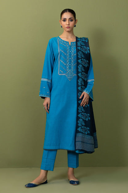 Unstitched 3 Piece Embroidered Neps Khaddar Suit