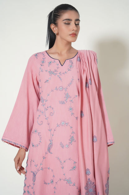 Unstitched 3 Piece Textured Slub Suit