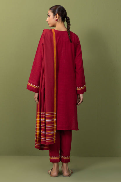 Stitched 3 Piece Embroidered Micro Checks Suit