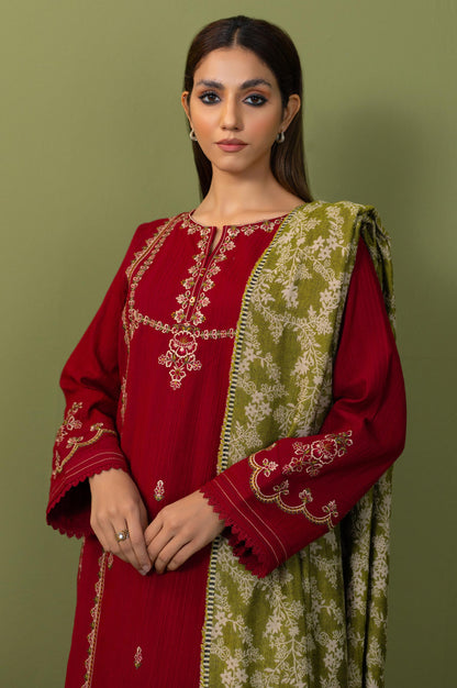 Unstitched 3 Piece Textured Slub Suit