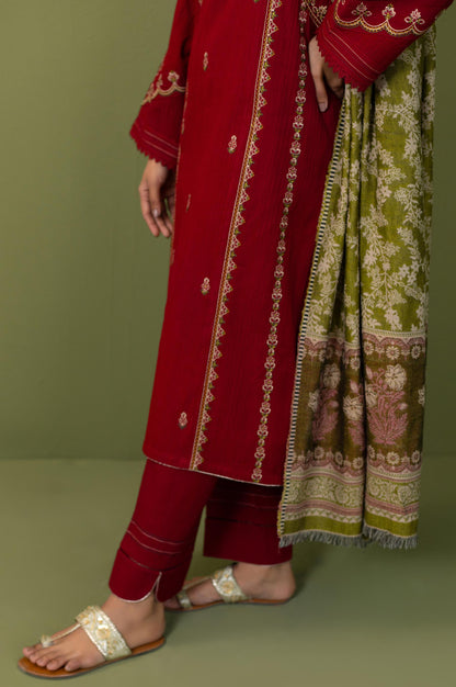 Unstitched 3 Piece Textured Slub Suit