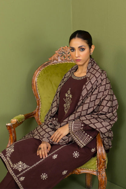 Unstitched 3 Piece Embroidered Doria Suit