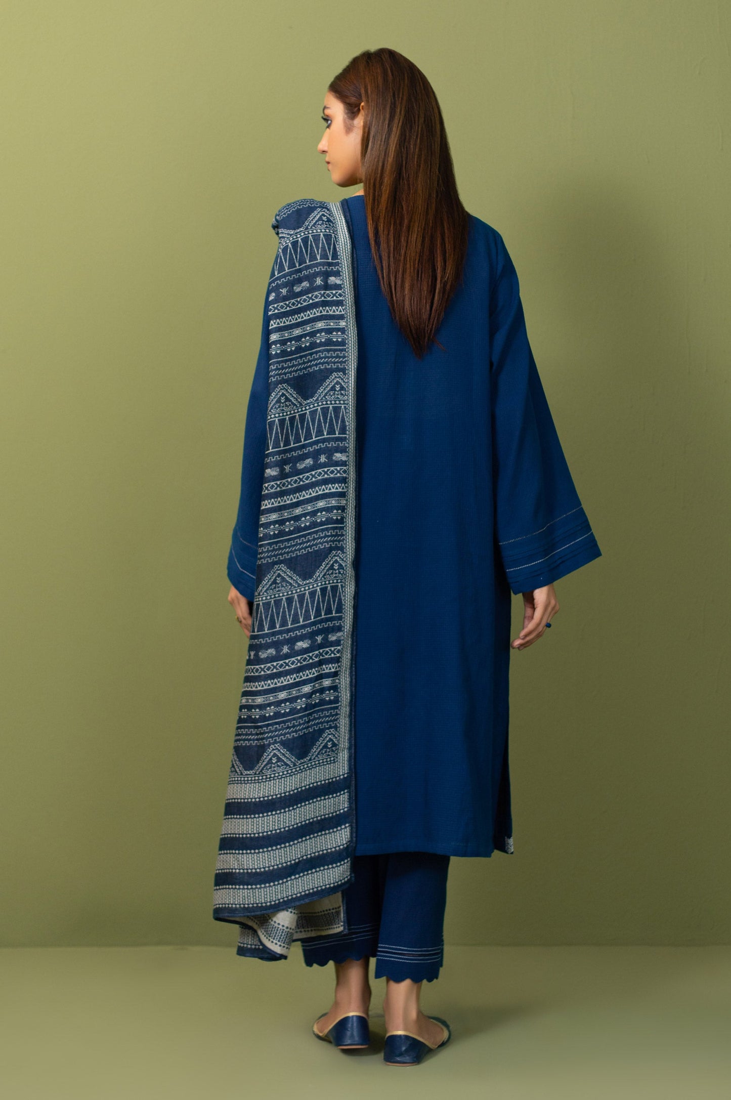 Stitched 3 Piece Embroidered Micro Checks Suit