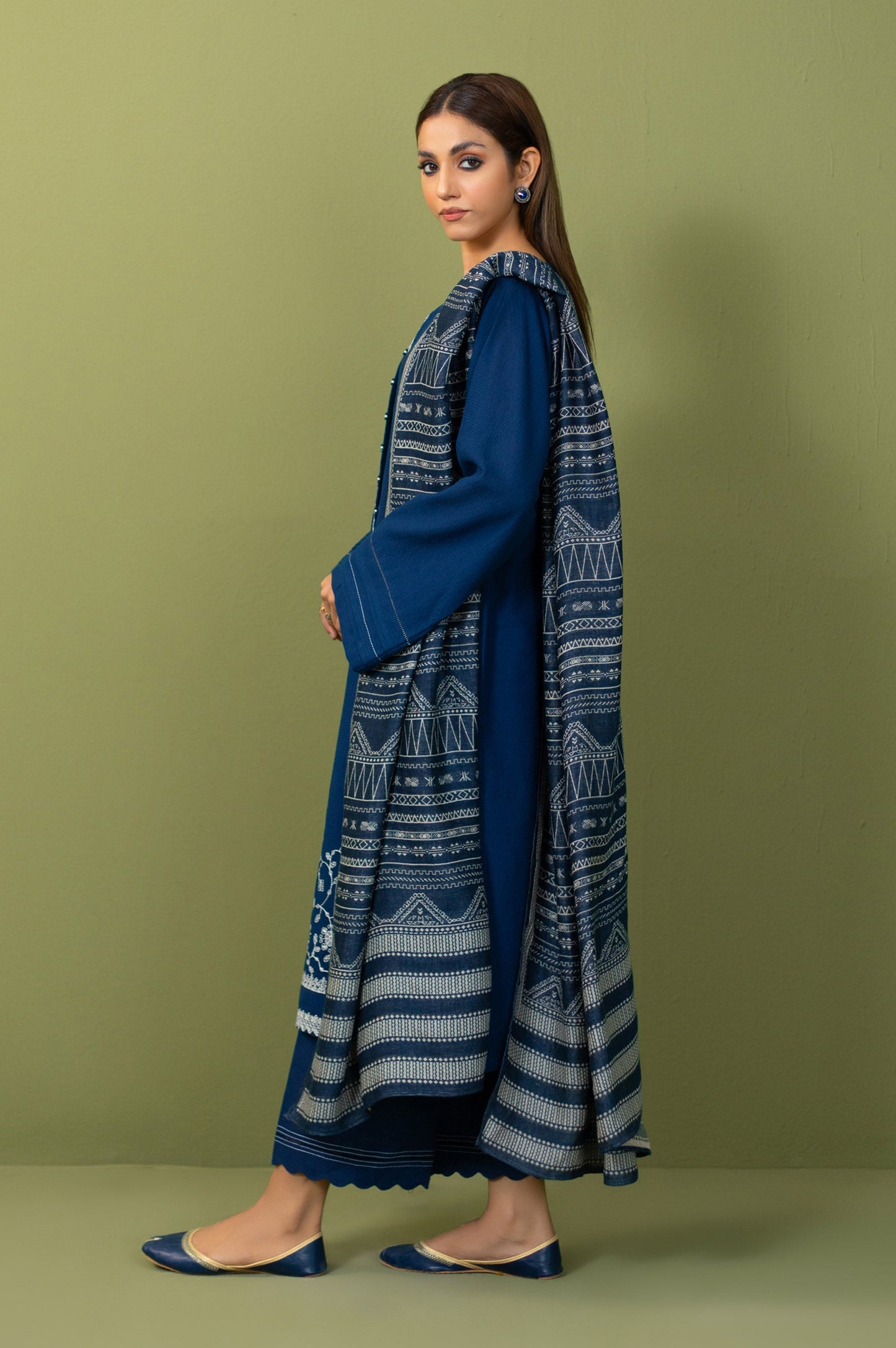 Stitched 3 Piece Embroidered Micro Checks Suit