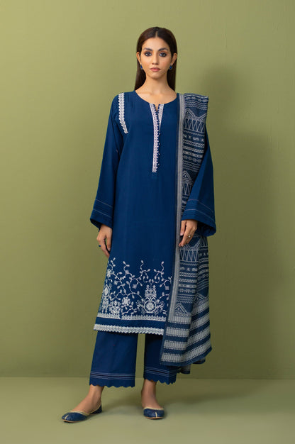 Stitched 3 Piece Embroidered Micro Checks Suit