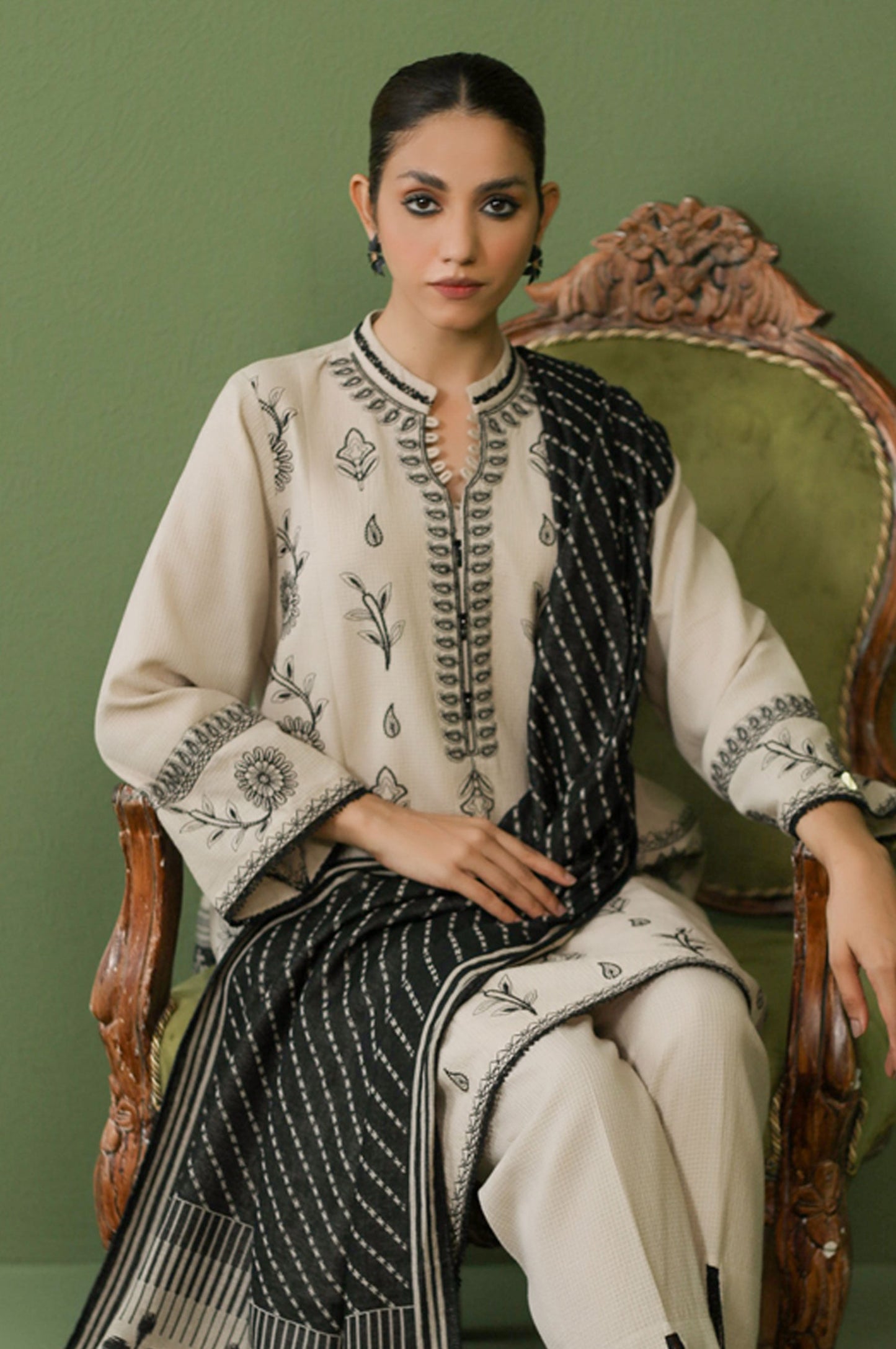 Stitched 3 Piece Textured Slub Suit