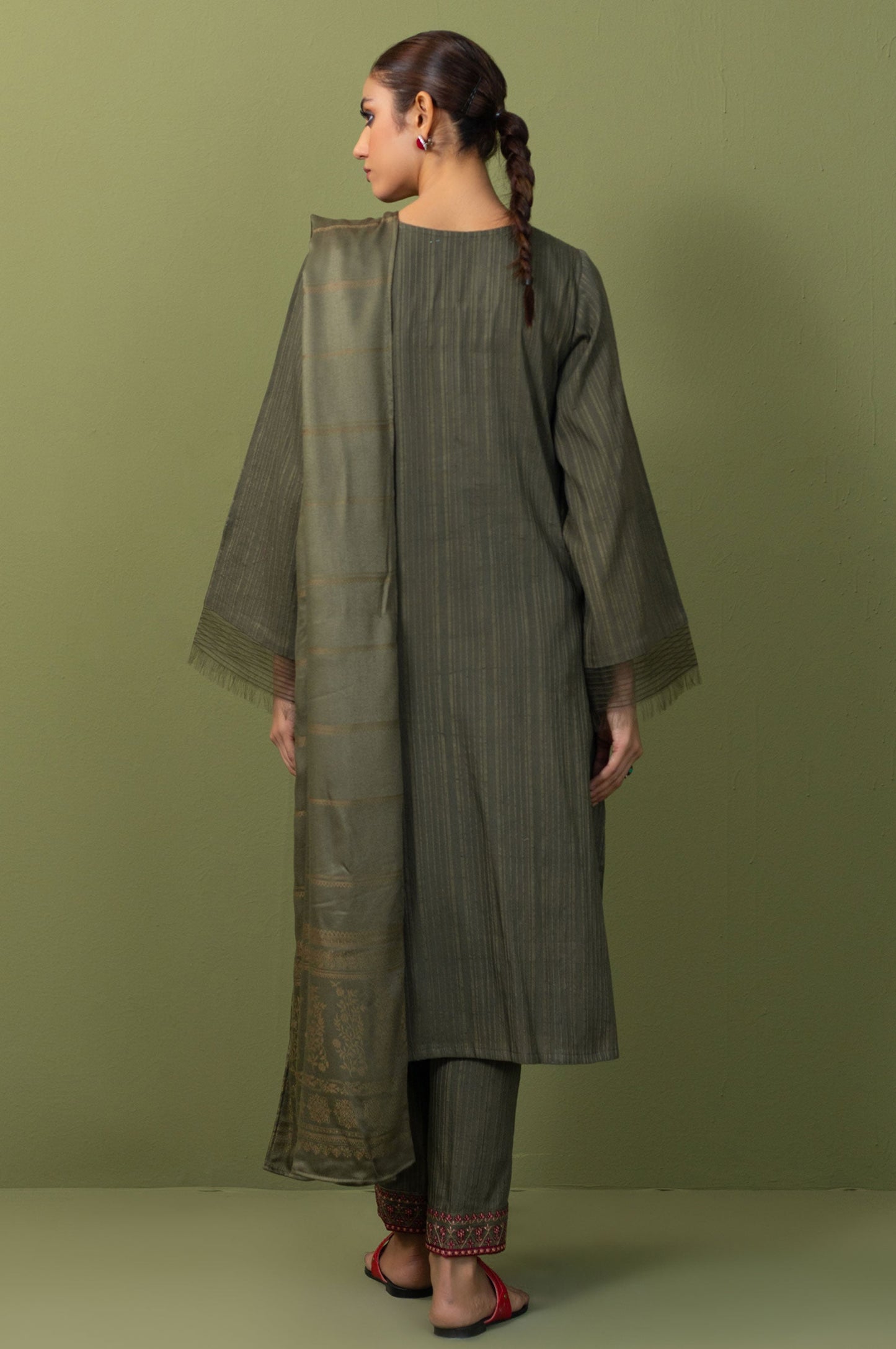 Stitched 3 Piece Embroidered Dobby Doria Suit