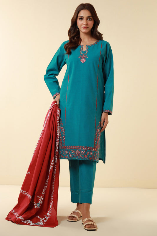Unstitched 3 Piece Embroidered Lawn Suit
