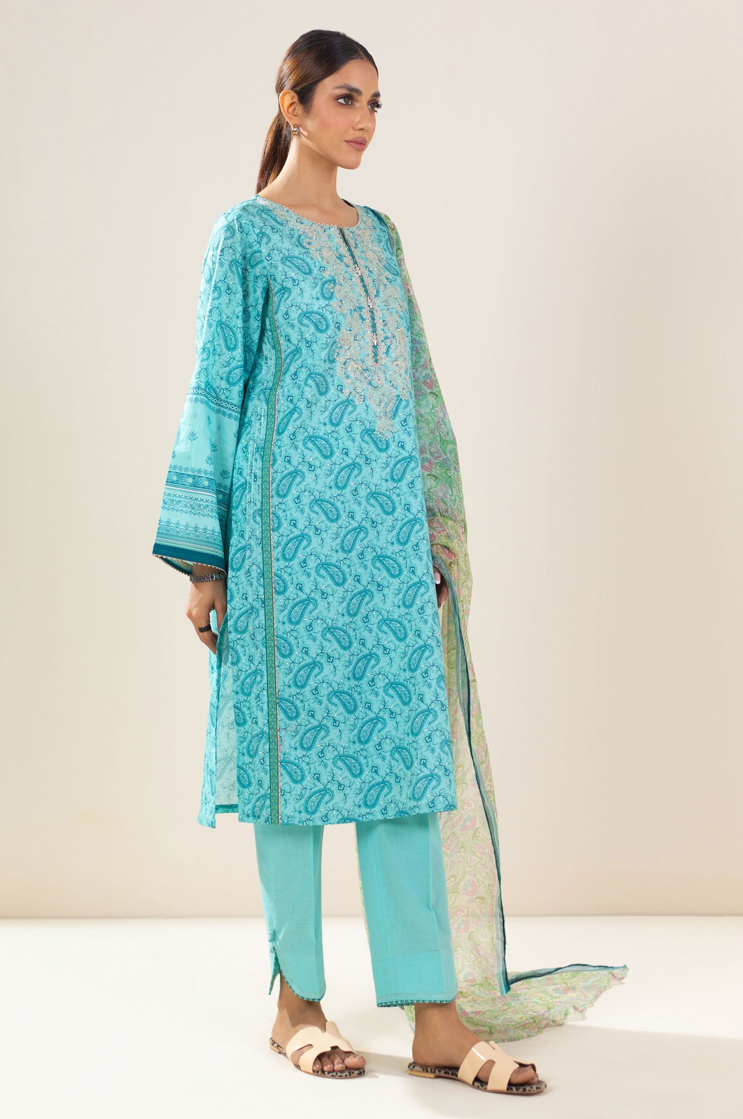 Stitched 3 Piece Embroidered Lawn Suit