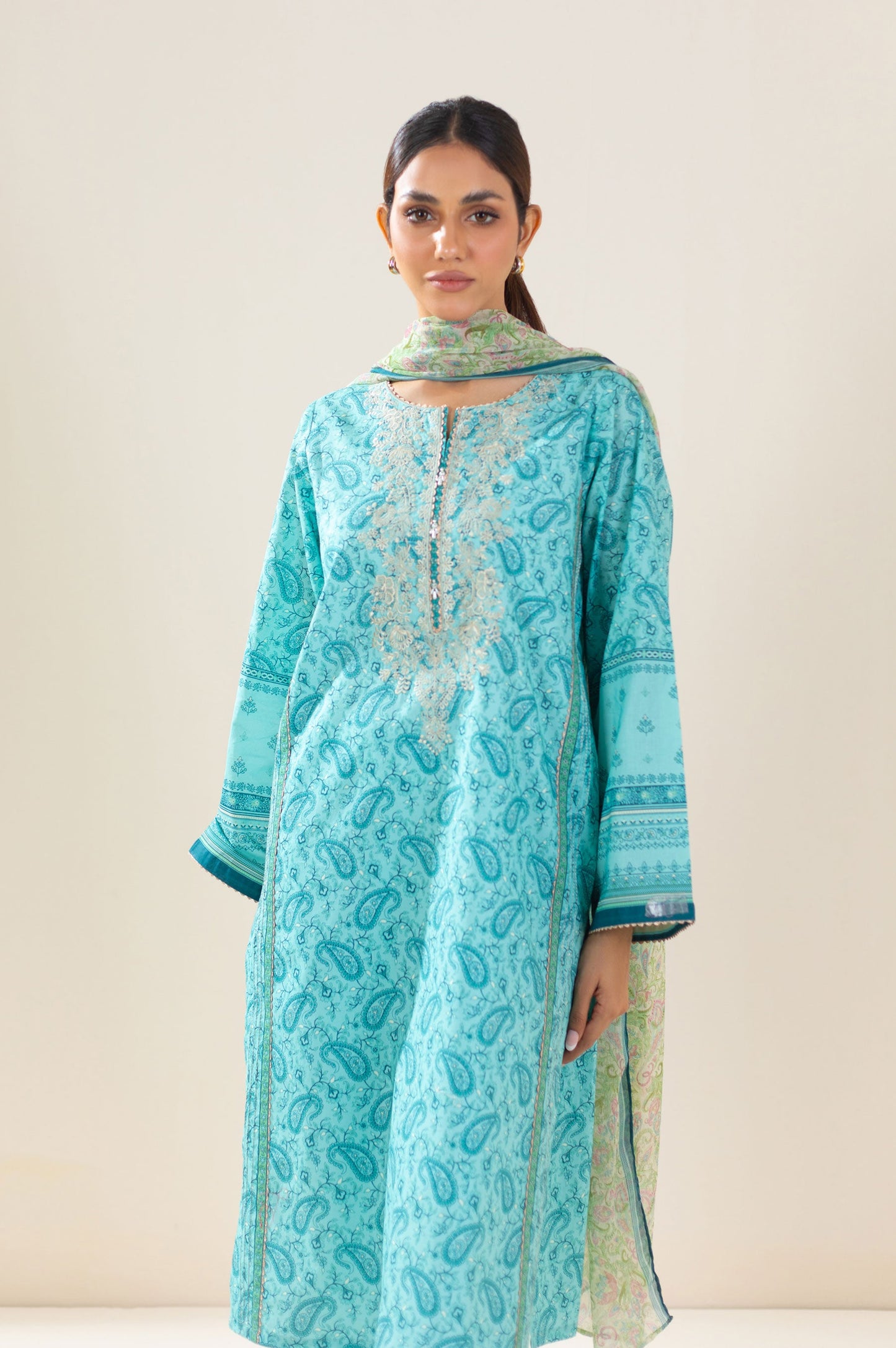 Stitched 3 Piece Embroidered Lawn Suit