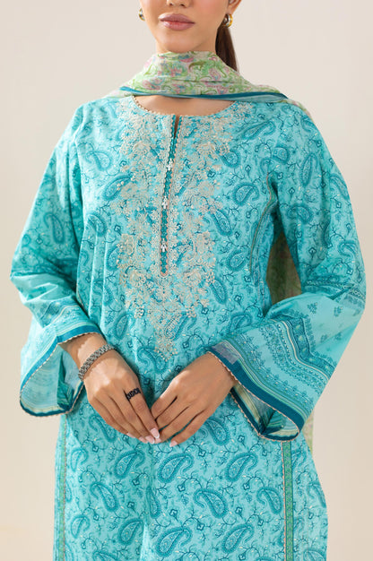 Unstitched 3 Piece Embroidered Lawn Suit