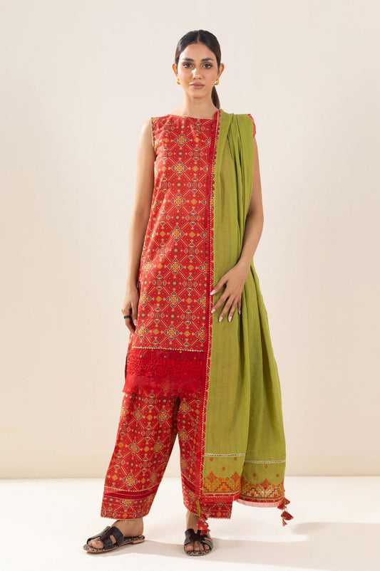 Unstitched 3 Piece Printed Lawn Suit