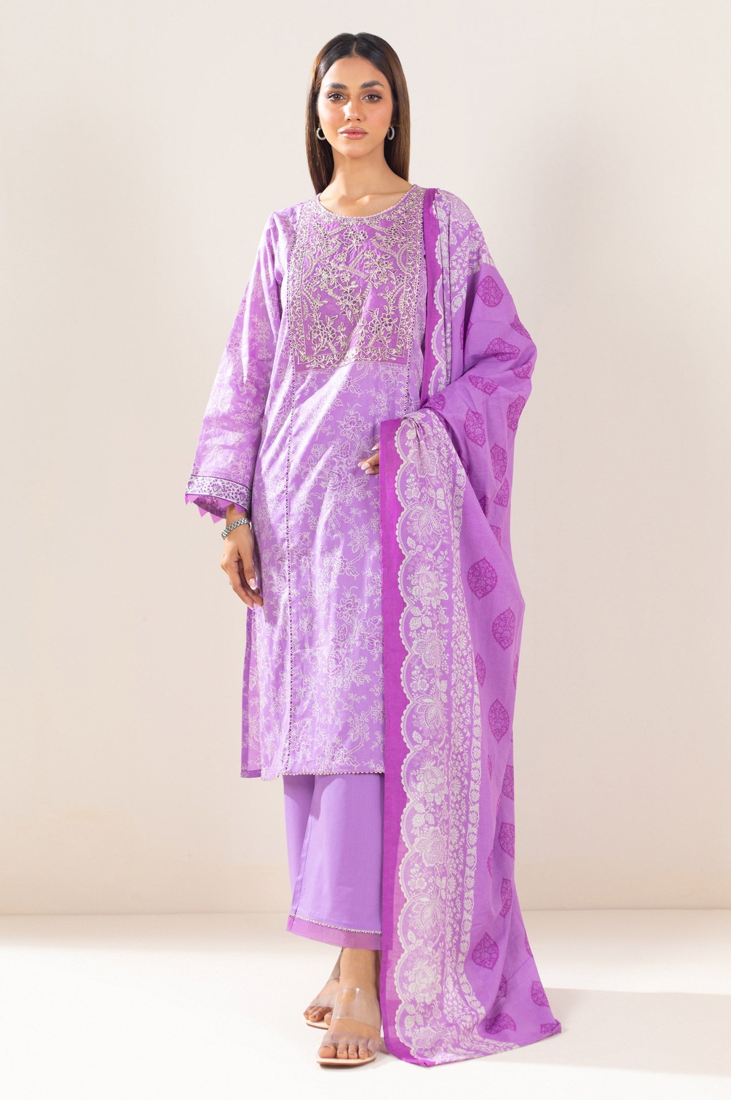 Unstitched 3 Piece Embroidered Lawn Suit