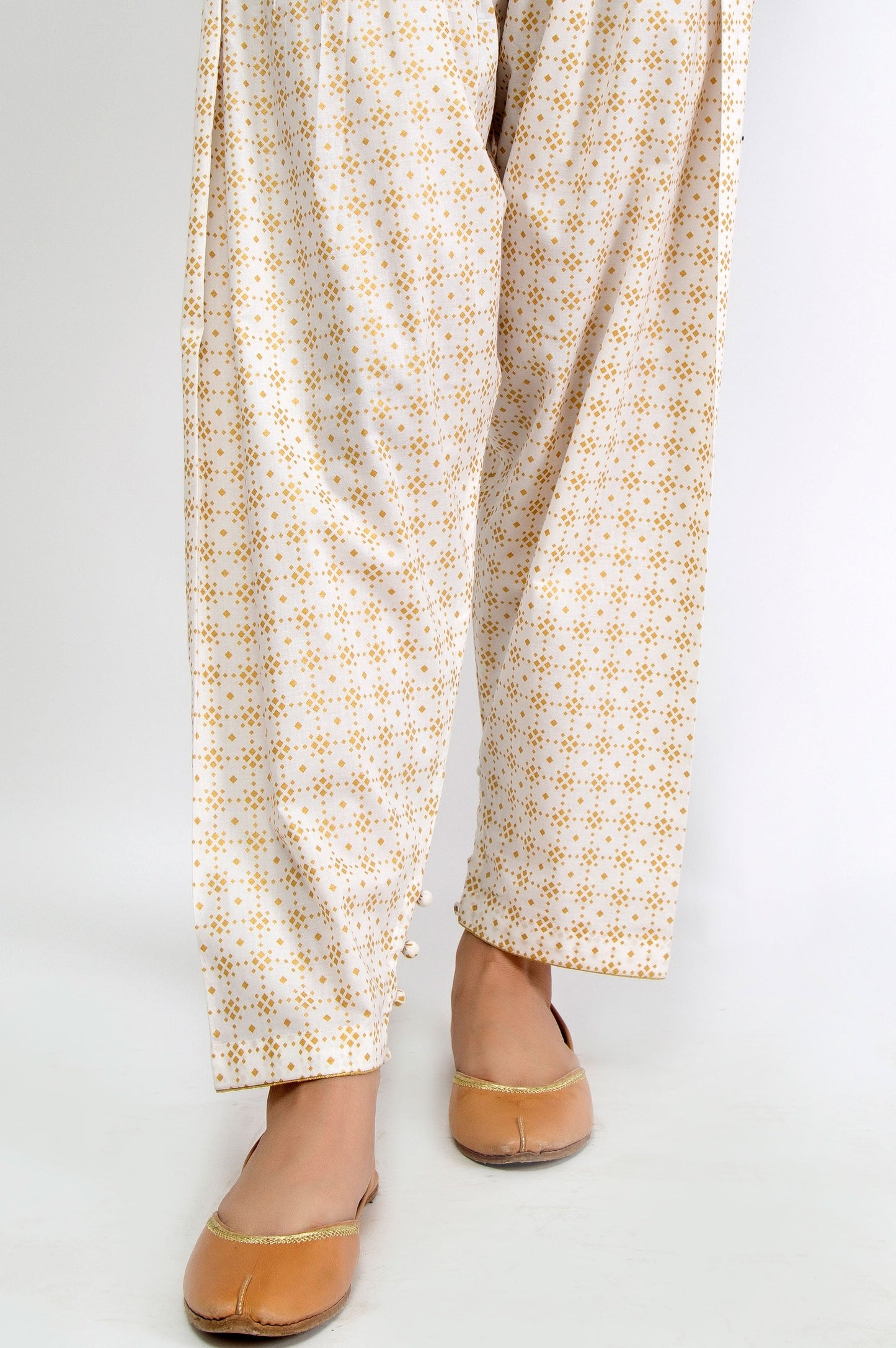 Embellished Cambric Shalwar - Gold Paste