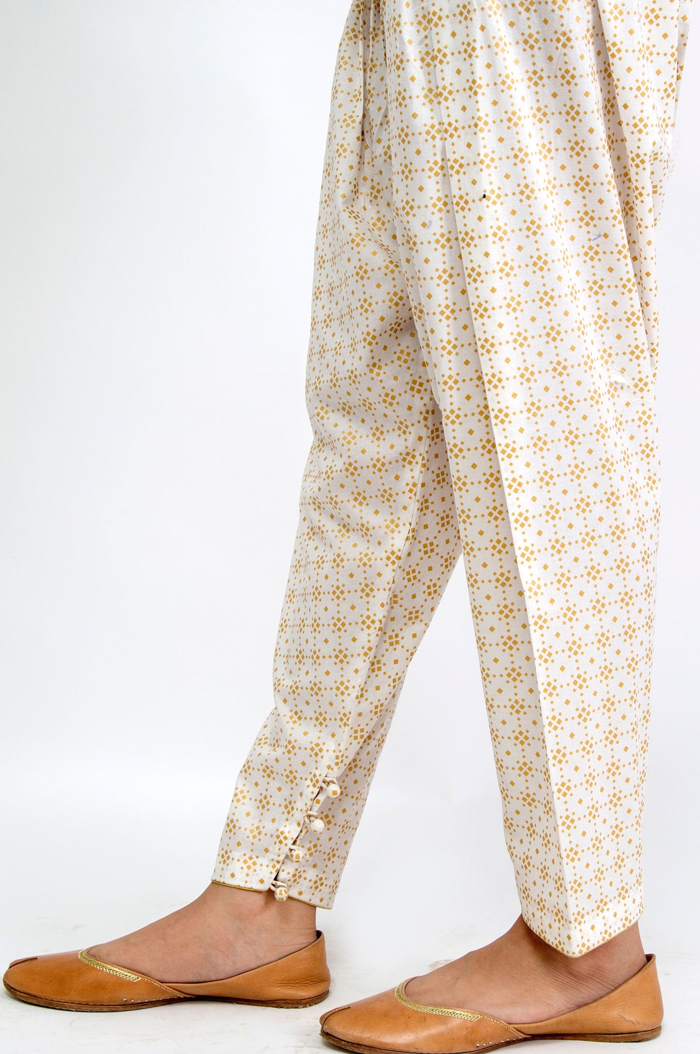 Embellished Cambric Shalwar - Gold Paste