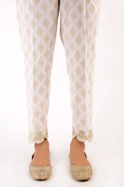 Embroidered Cambric Pants - Gold Paste