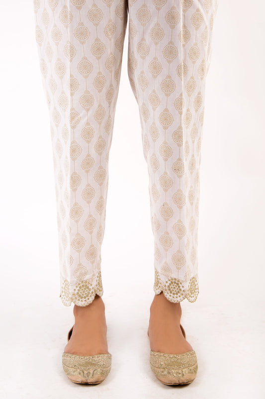 Embroidered Cambric Pants - Gold Paste