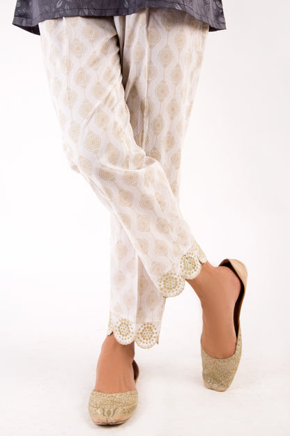 Embroidered Cambric Pants - Gold Paste
