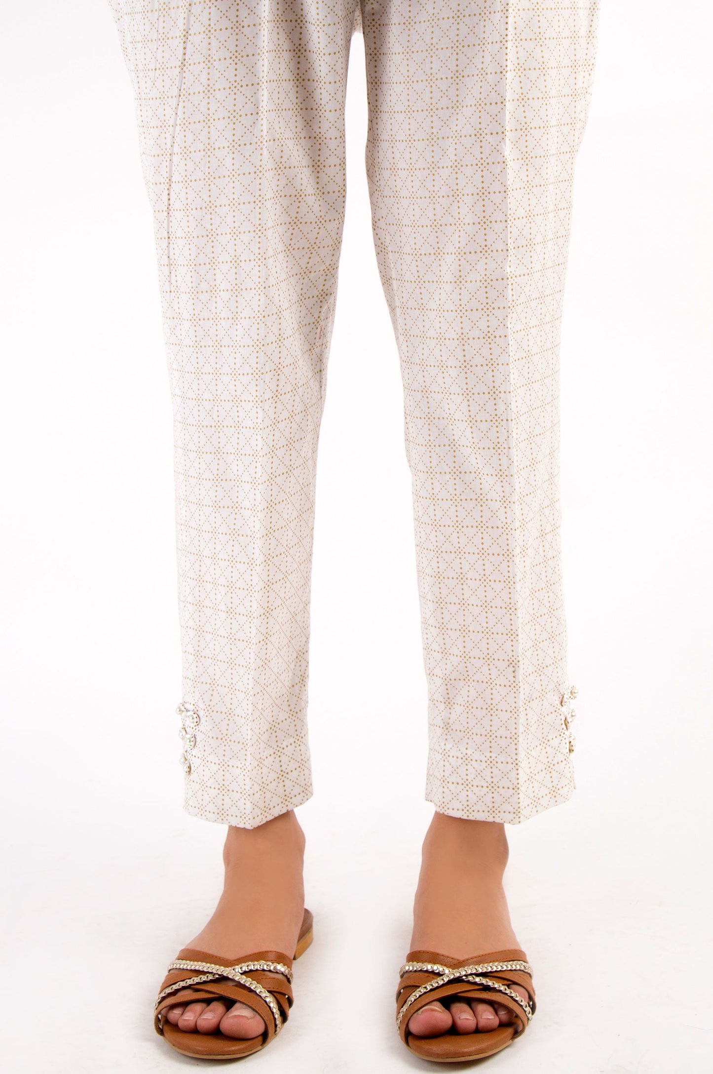 Embellished Cigarette Pants - Gold Paste