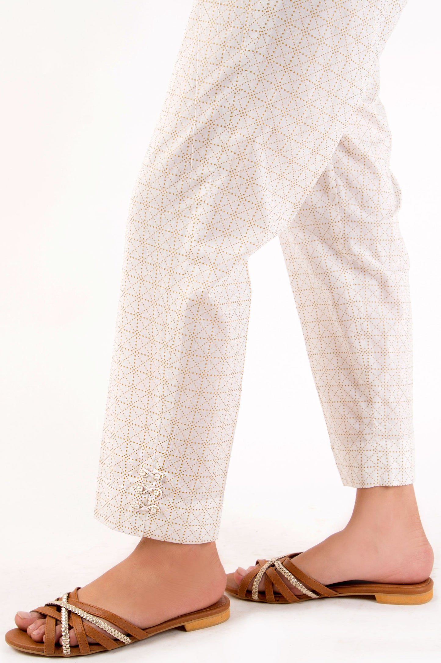 Embellished Cigarette Pants - Gold Paste