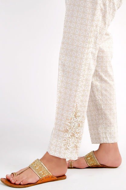 Cambric Embroidered Cigarette Pants - Gold Paste