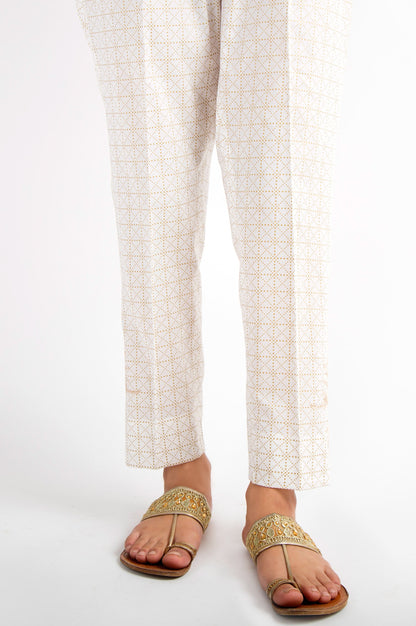 Cambric Embroidered Cigarette Pants - Gold Paste