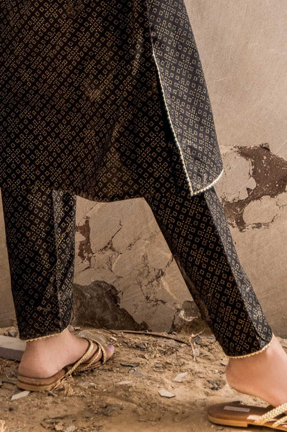 Embellished Cambric Cigarette Pants - Black/ Gold Paste