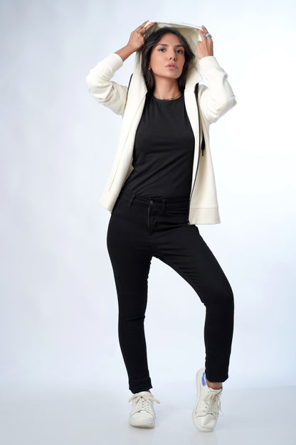 Raglan Sleeve Hoody- White