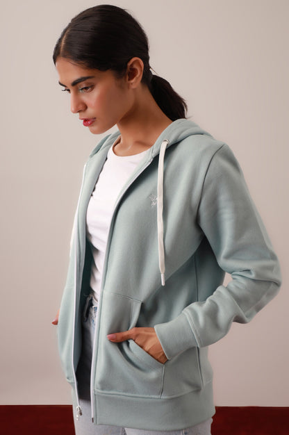 Light Blue Zipper Hoodie