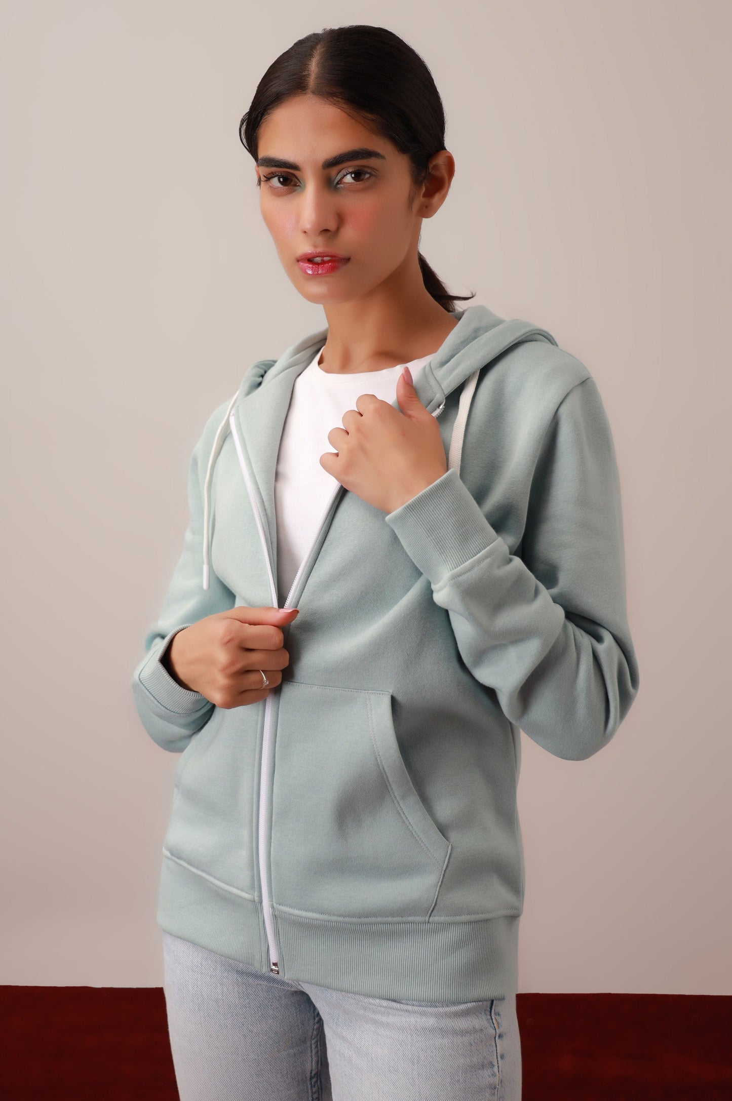 Light Blue Zipper Hoodie