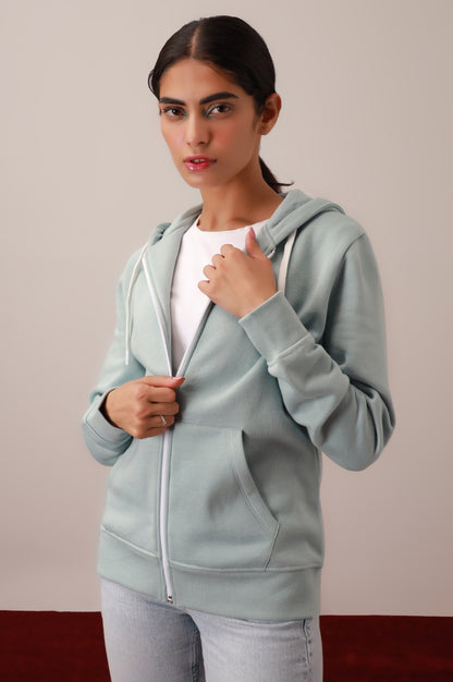 Light Blue Zipper Hoodie