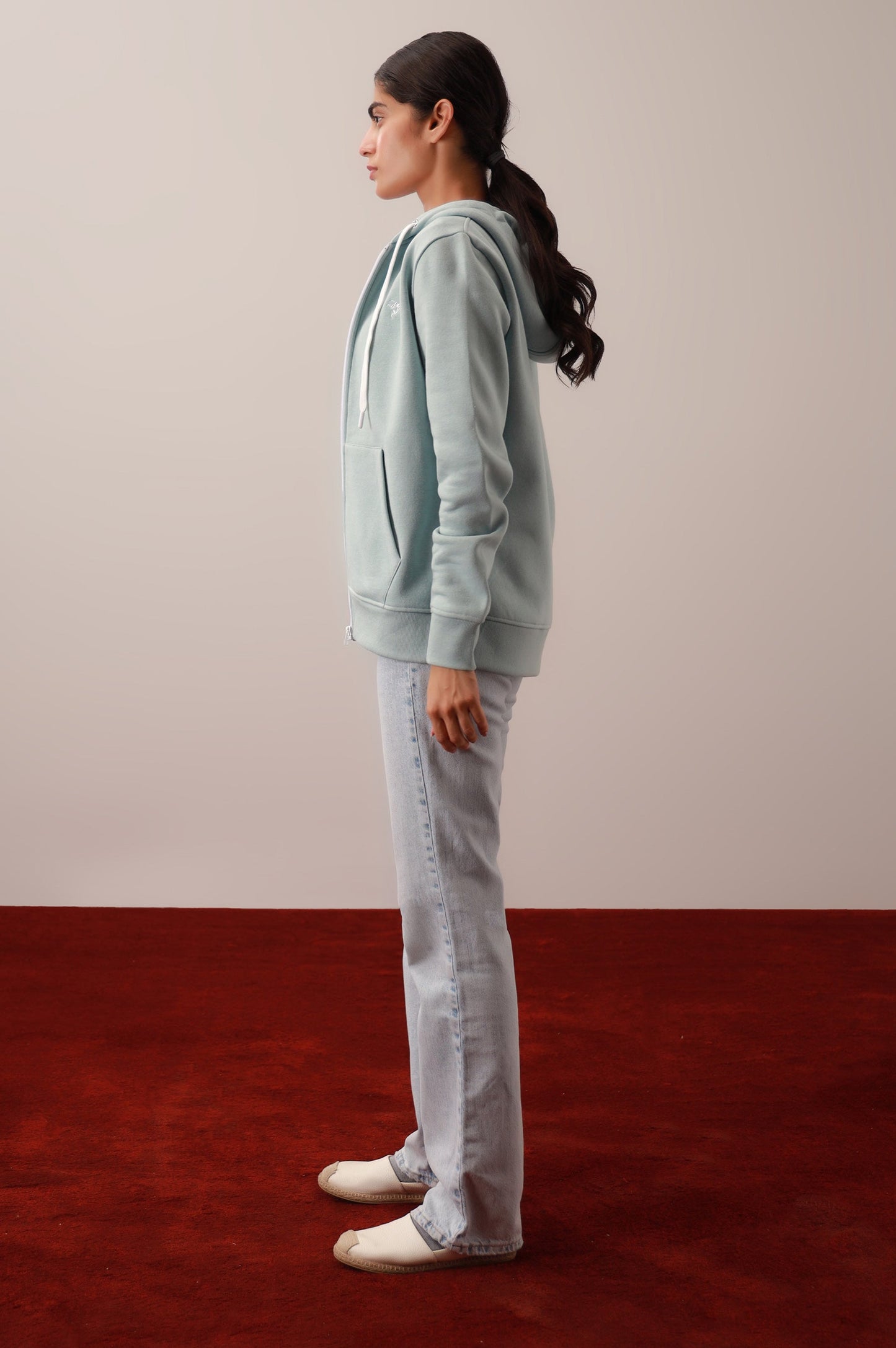 Light Blue Zipper Hoodie