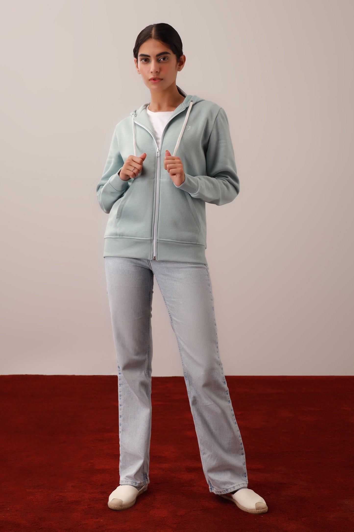 Light Blue Zipper Hoodie