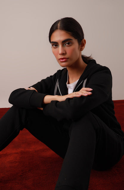 Black Zipper Hoodie