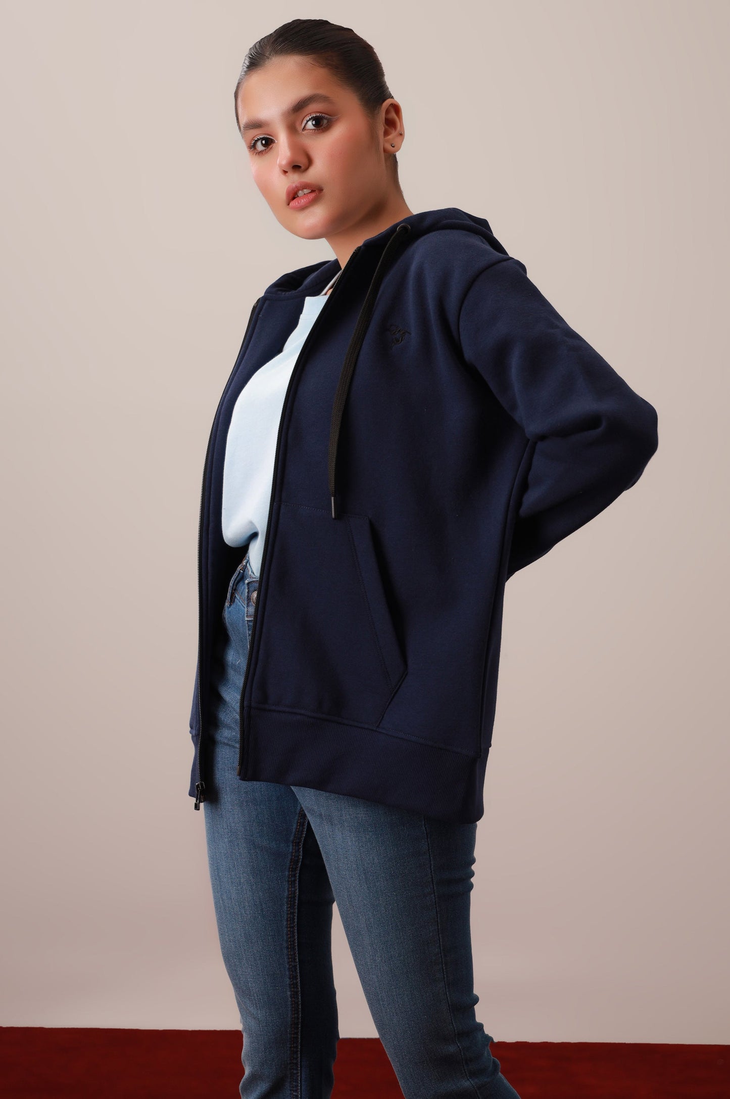 Navy Blue Zipper Hoodie