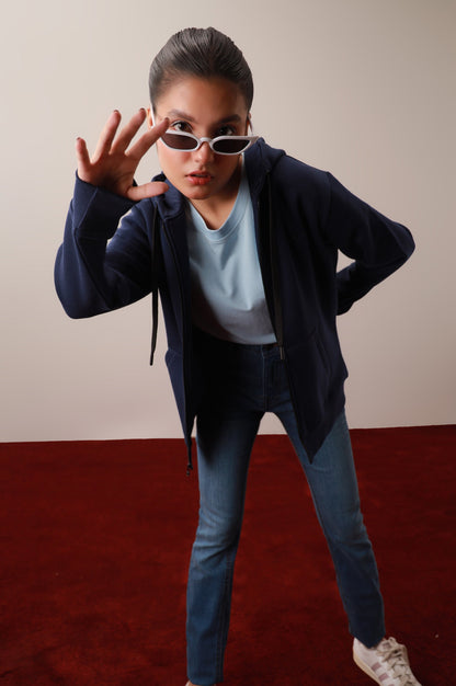 Navy Blue Zipper Hoodie