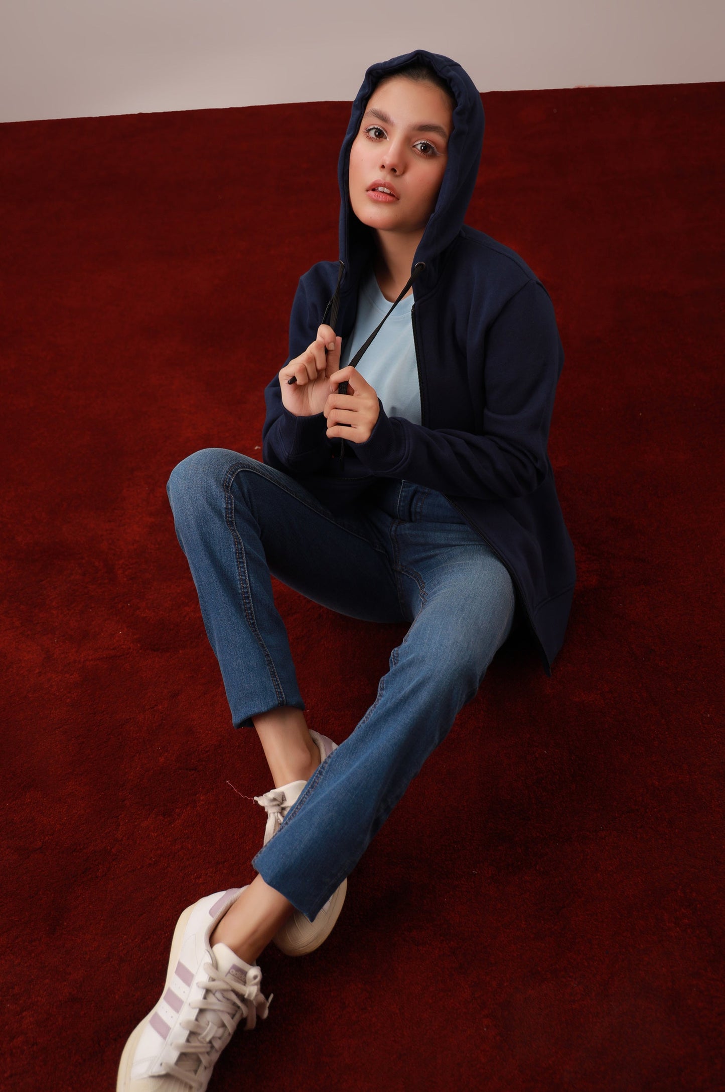 Navy Blue Zipper Hoodie