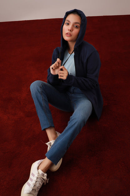 Navy Blue Zipper Hoodie