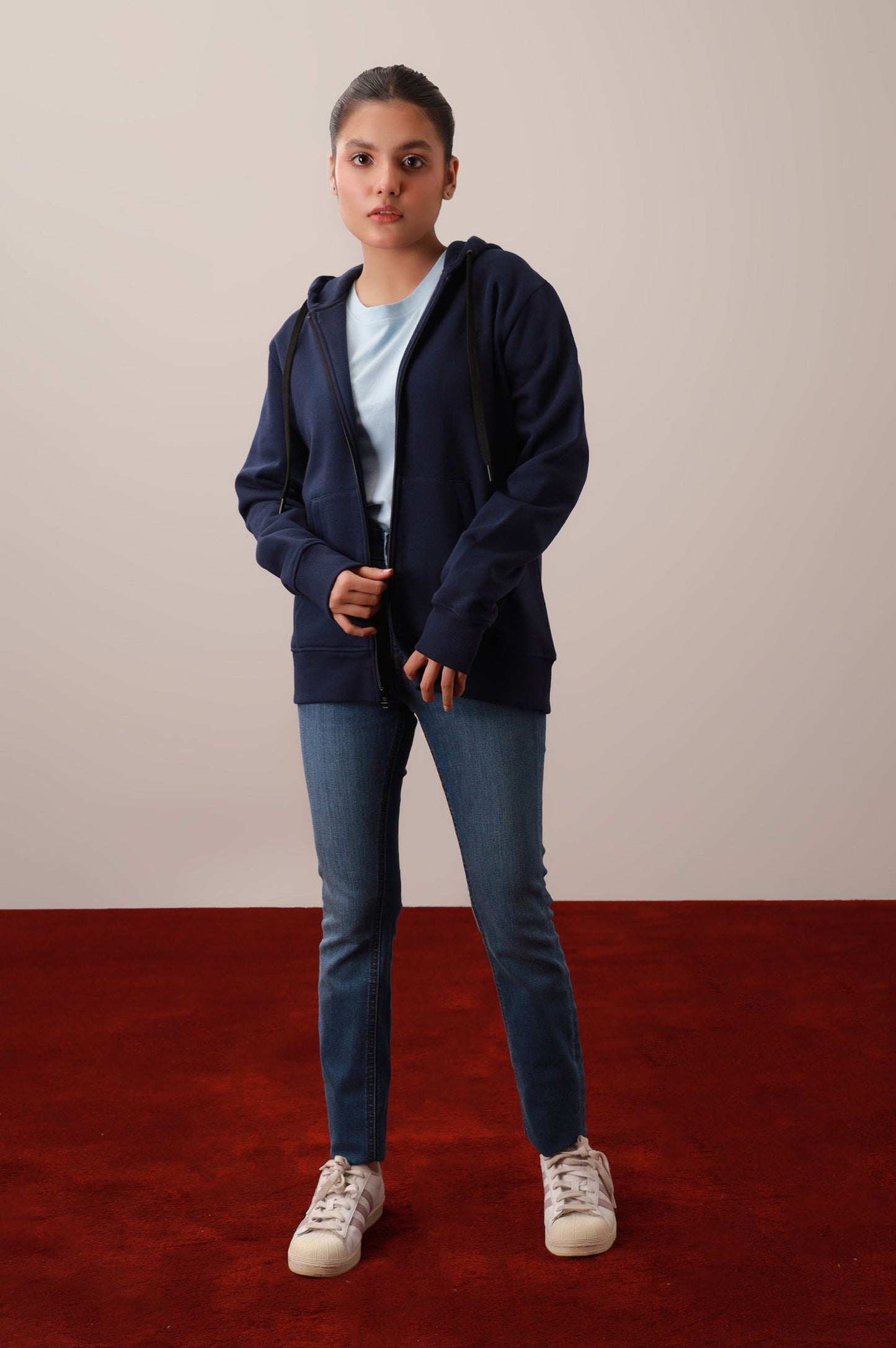 Navy Blue Zipper Hoodie