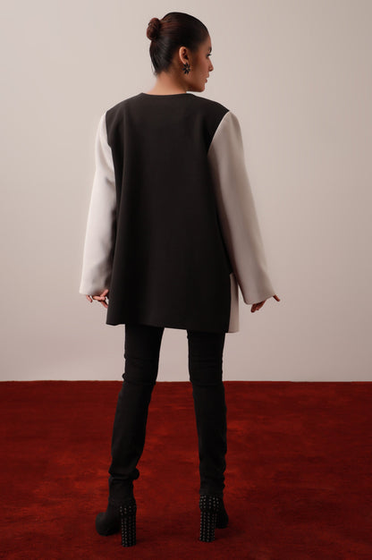 Black/Grey Front Open Blazer