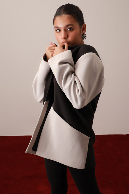 Black/Grey Front Open Blazer