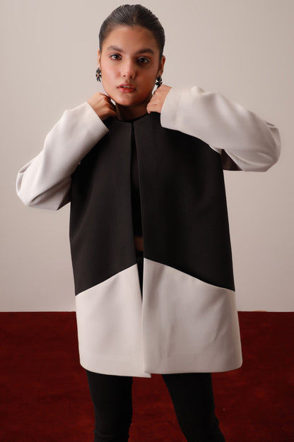 Black/Grey Front Open Blazer