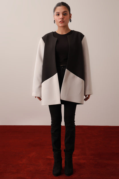 Black/Grey Front Open Blazer