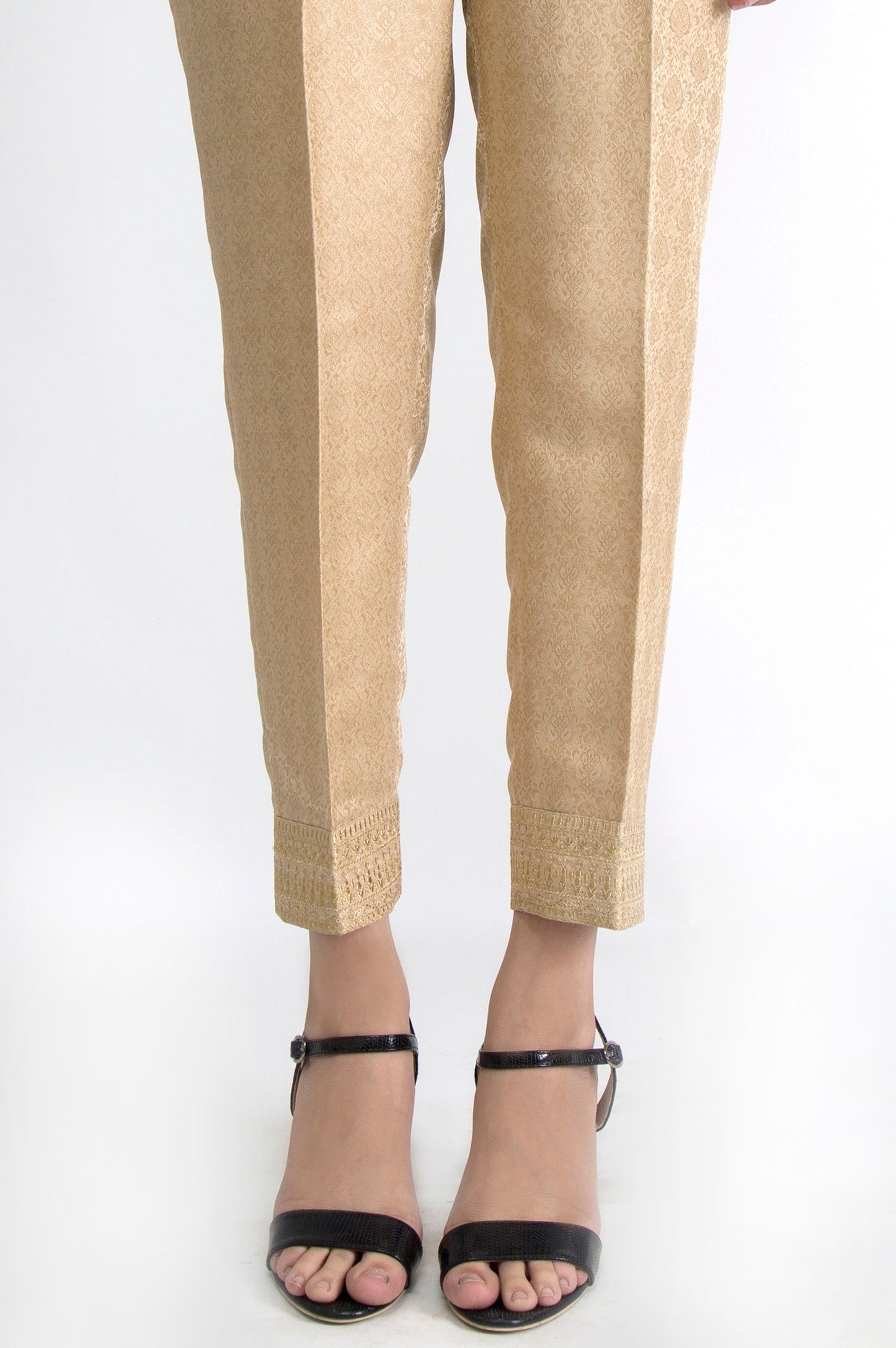 Embroidered Cambric Pants - Beige