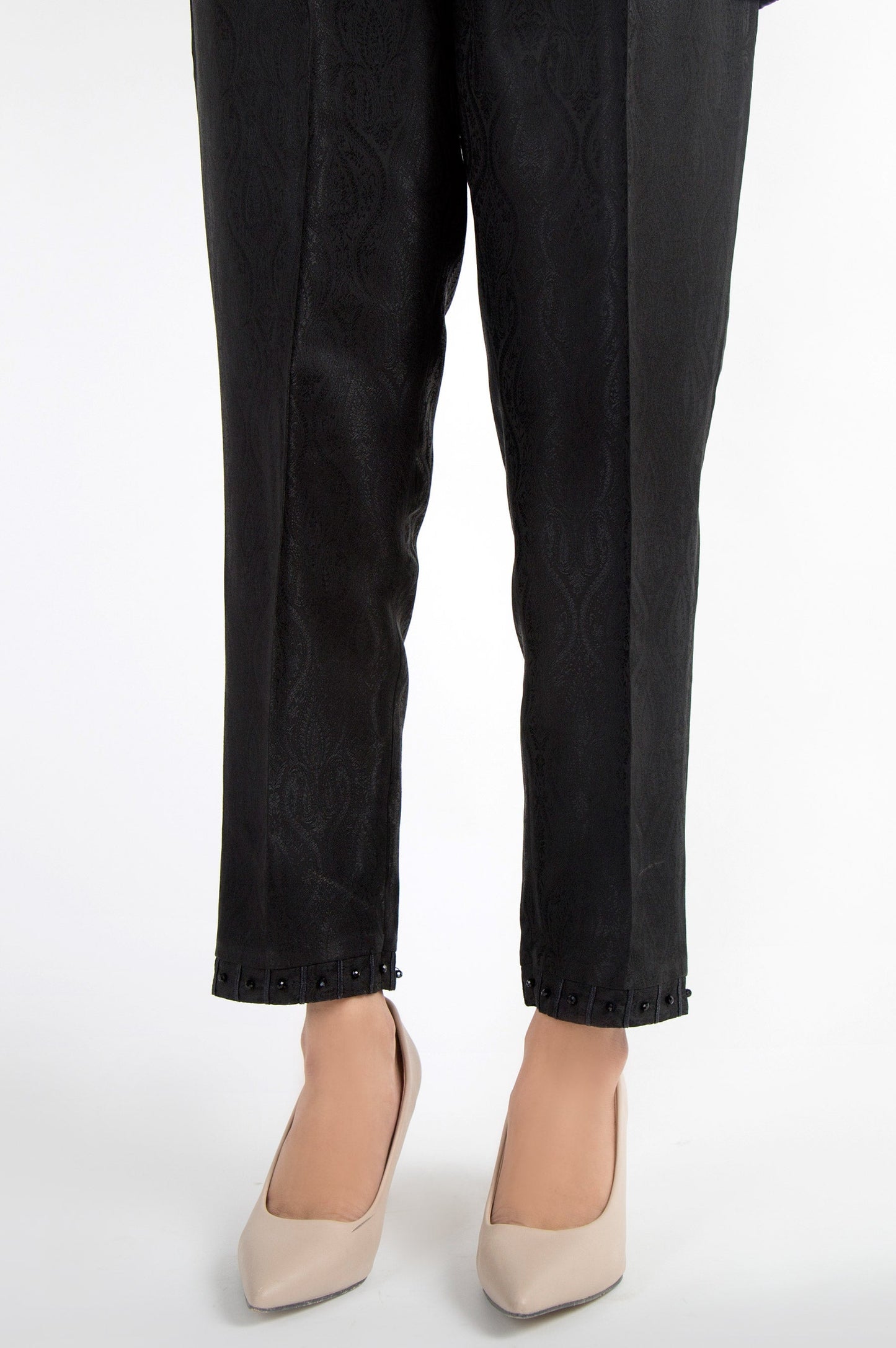 Embellished Jamawar Pants - Black