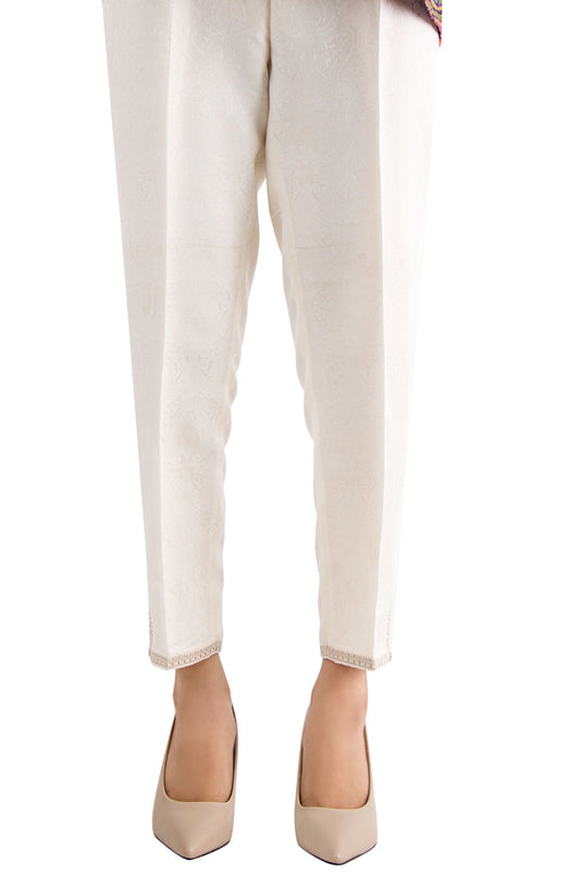 Embroidered Cigarette Pants - White