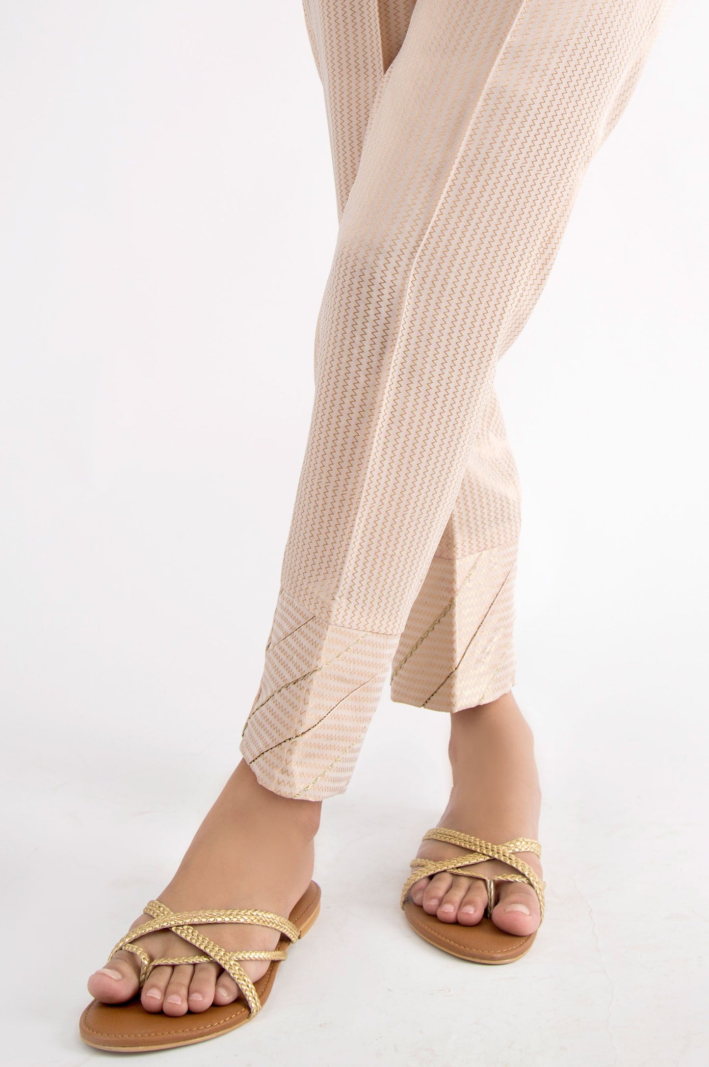 Embellished Cigarette Pants - Gold