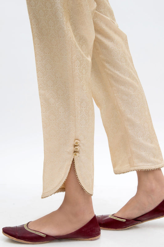 Embellished Jamawar Pants  - Beige