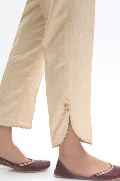 Embellished Jamawar Pants  - Beige