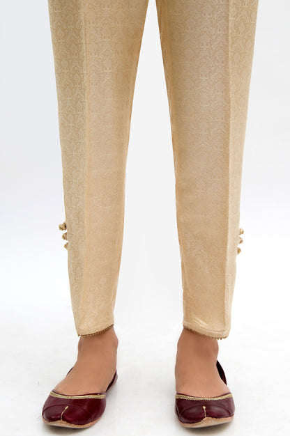 Embellished Jamawar Pants  - Beige